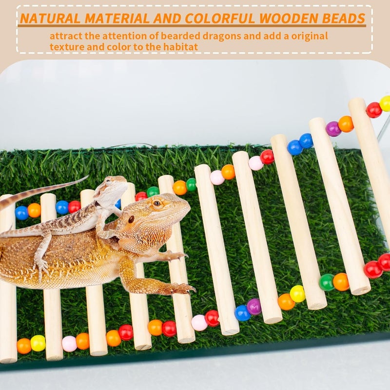 FlidRunest Bearded Dragon Window Ladder with 2 Sturdy Suction Cups, 21.6''x7.1'' Large Lizard Wood Climbing Perch Bridge, Reptile Hammock Perch Tank Accessories for Lizard, Leopard Gecko, Chameleon - Image 2
